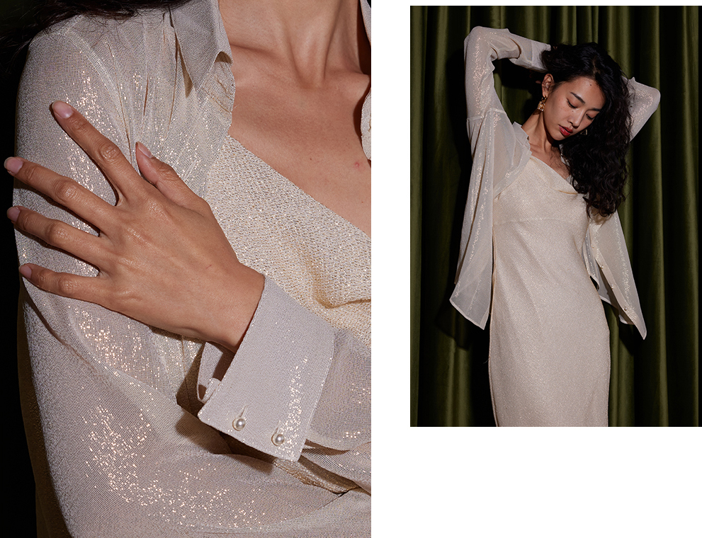 Mulberry silk & gold silk